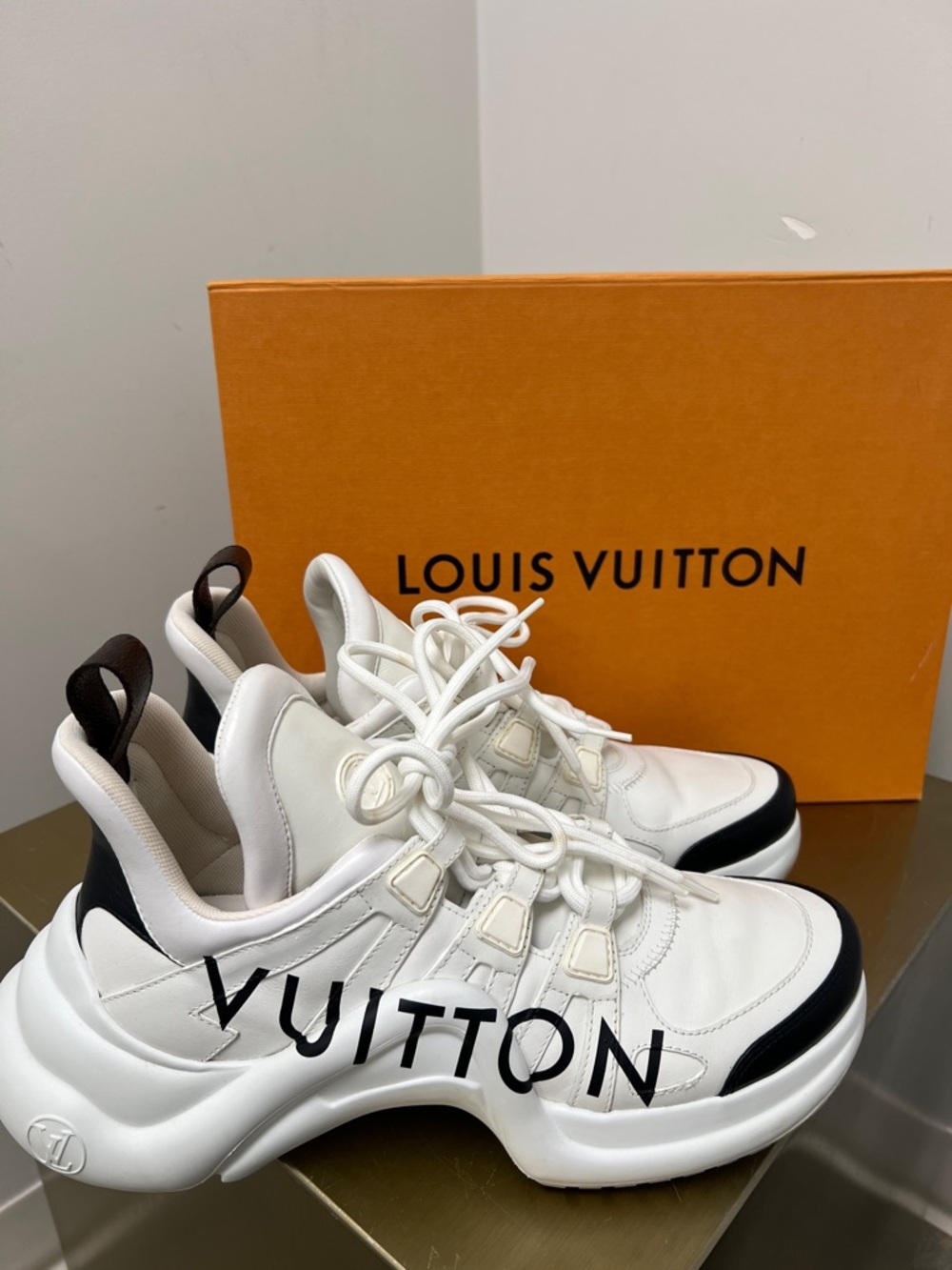 Louis Vuitton White and Black LV Archlight-Style Sneakers